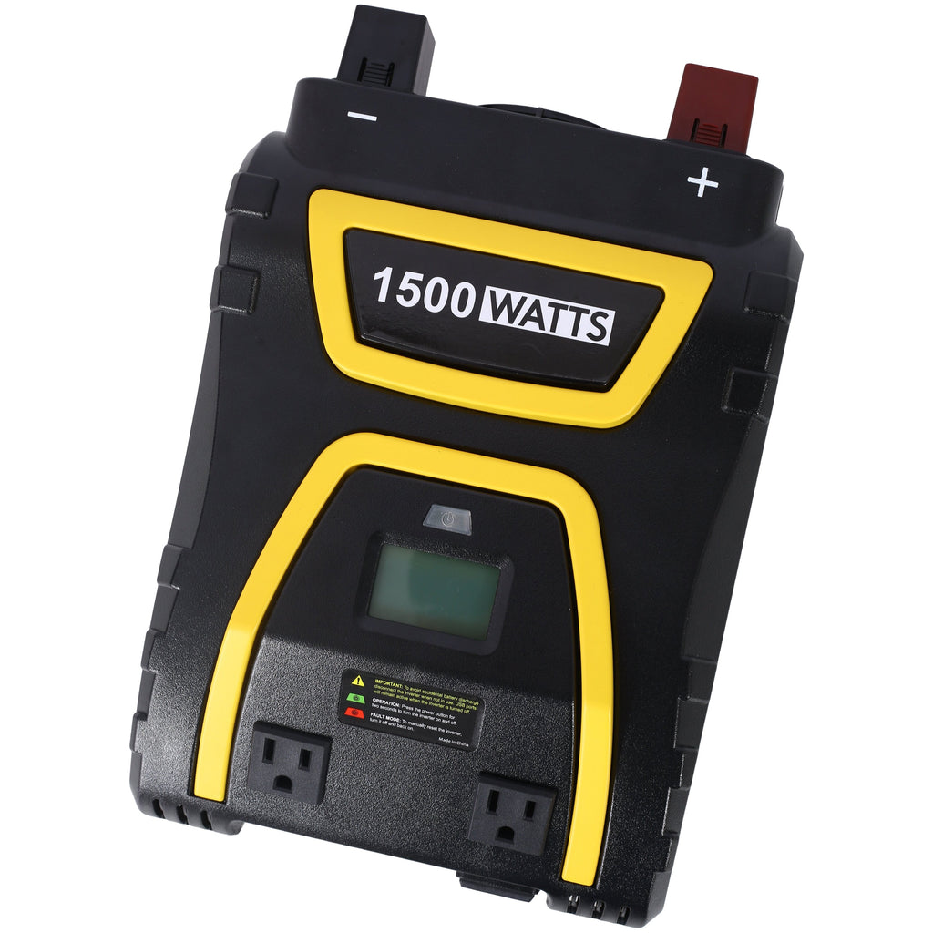 1500 Watt Power Inverter with LCD Display - Portable AC Power Solution - Black