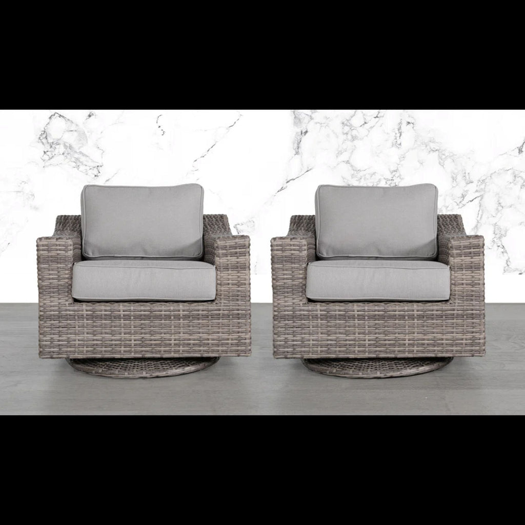 Swivel Patio Chair Set with Cushions - Gray Mix