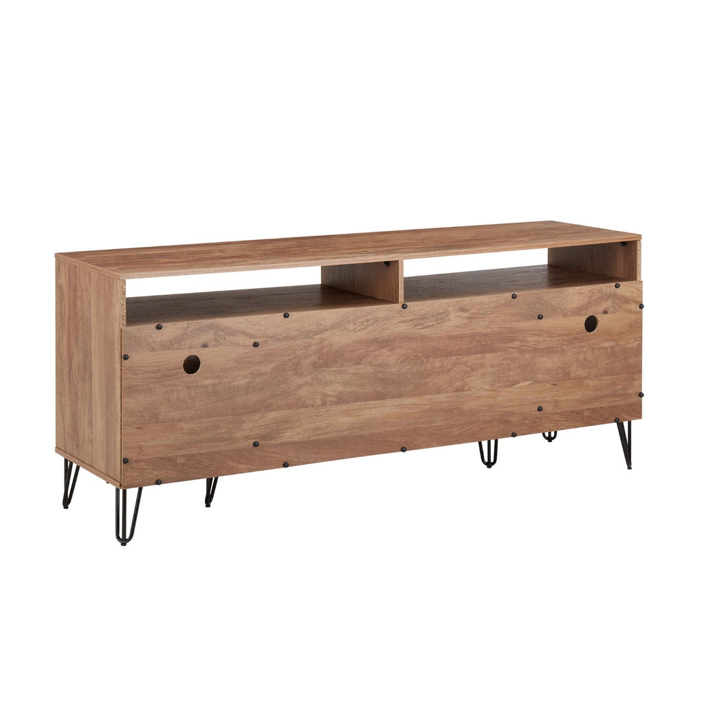Fluted TV Stand with Storage and Metal Legs - Multiple Colors