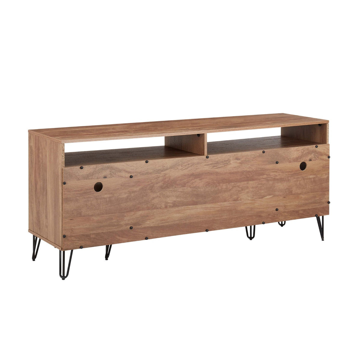 Fluted TV Stand with Storage and Metal Legs - Multiple Colors