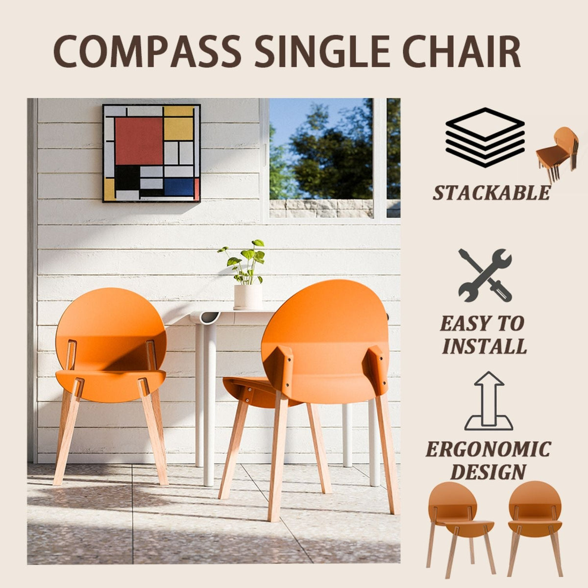 Traditional 4 Piece Outdoor Chair Set with Round Table - Multiple Colors
