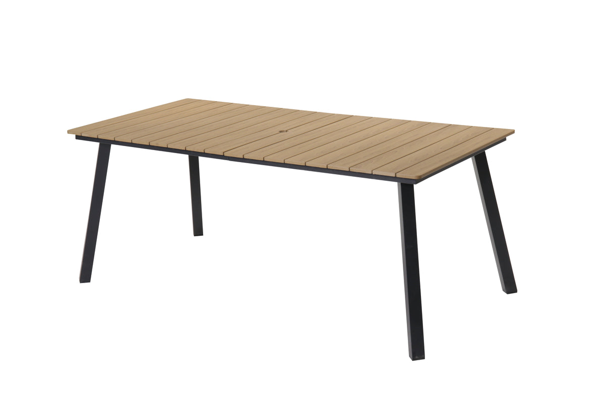 Outdoor Folding Dining Table for 4-6 with Umbrella Hole - Steel