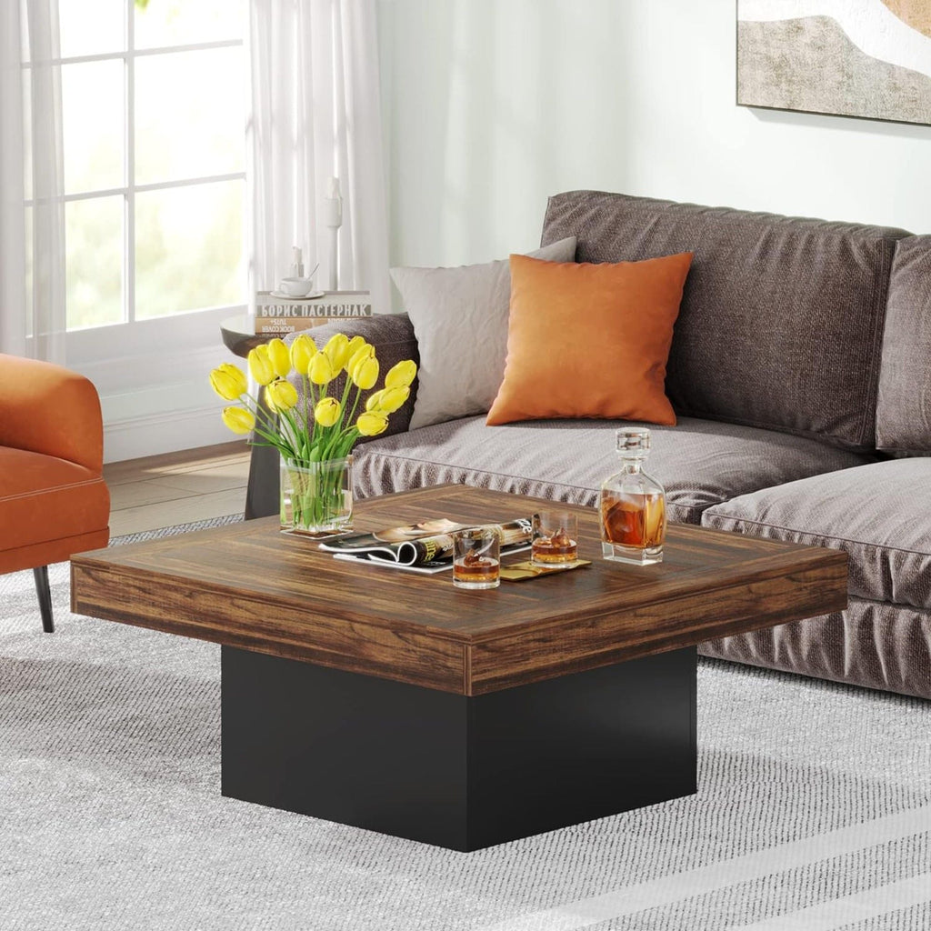 LED Coffee Table with Adjustable Lighting - Rustic Brown