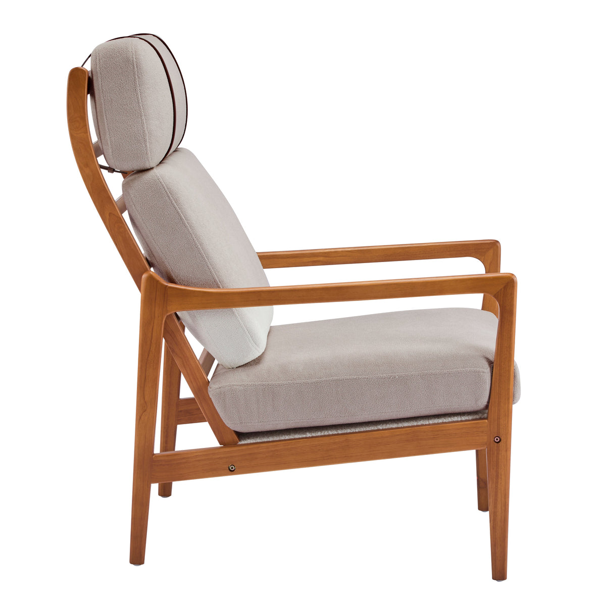 Mid Century Modern Accent Armchair with Solid Wood Frame - Light Gray or Beige