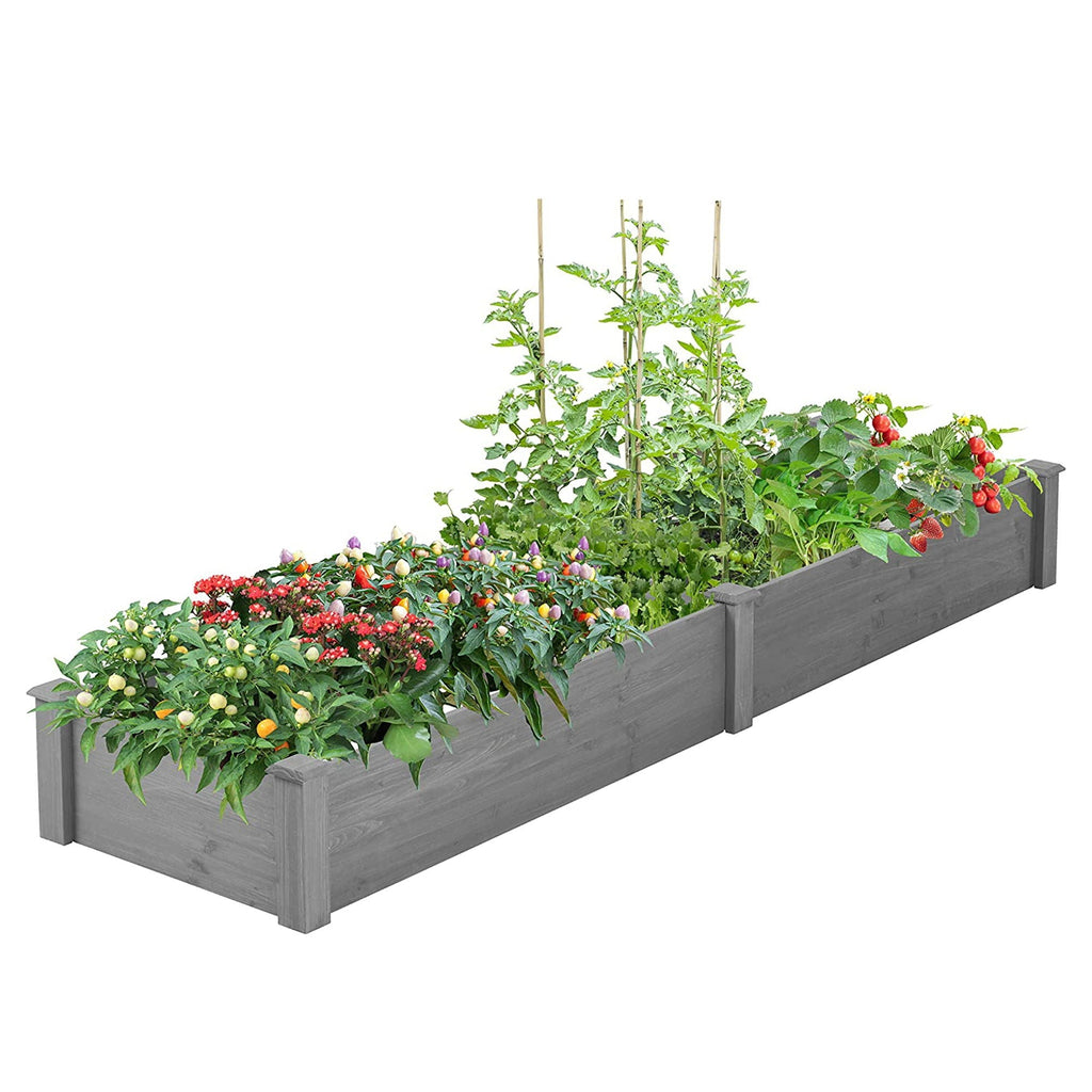 Outdoor Raised Garden Bed Planter with Tool-Free Assembly - Dark Gray