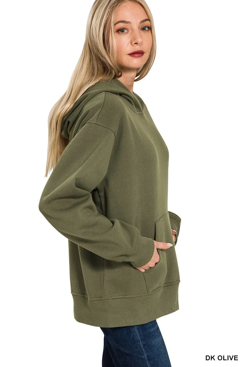 Zenana Fleece Kangaroo Pocket Hoodie