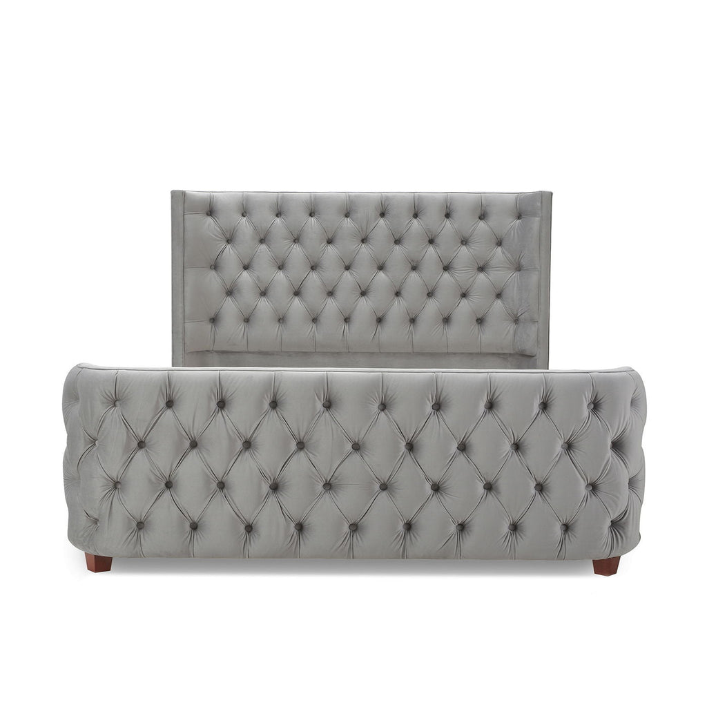 Tufted Panel Bed with Wingback Headboard and Footboard - Multiple Colors