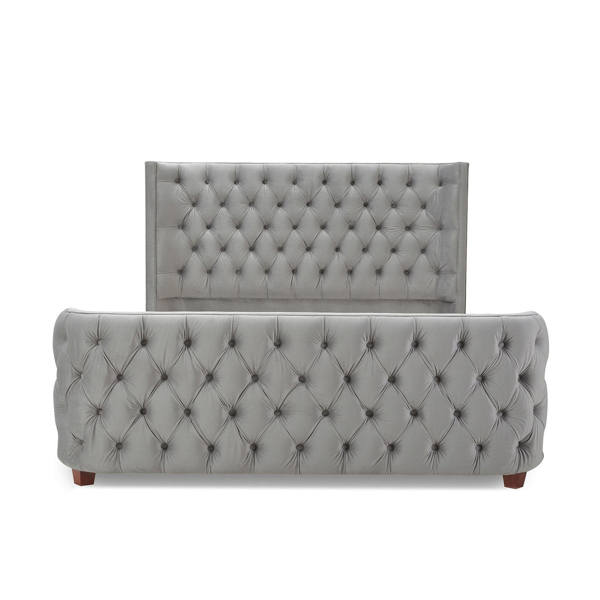 Tufted Panel Bed with Wingback Headboard and Footboard - Multiple Colors