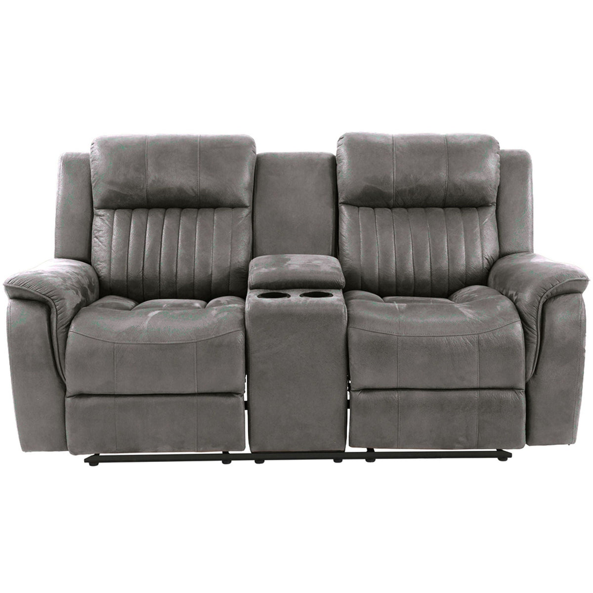 Contemporary Living Room Set with Manual Recliners - Dark Gray