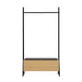Open Hanging Closet with Upholstered Bench Storage - Light Oak