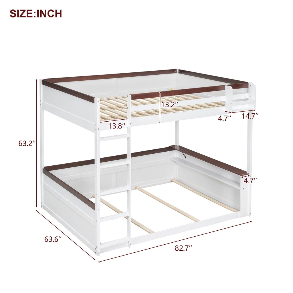 Bunk Bed With Built-In Shelves, Storage Box, LED Light And USB Charging Station