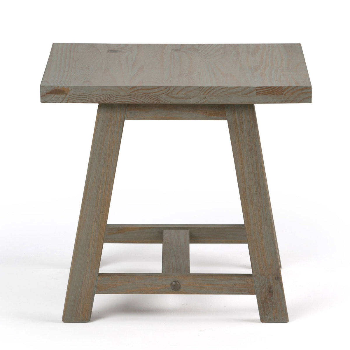 Dark Gray Handcrafted End Table with Sawhorse Supports - Solid Wood