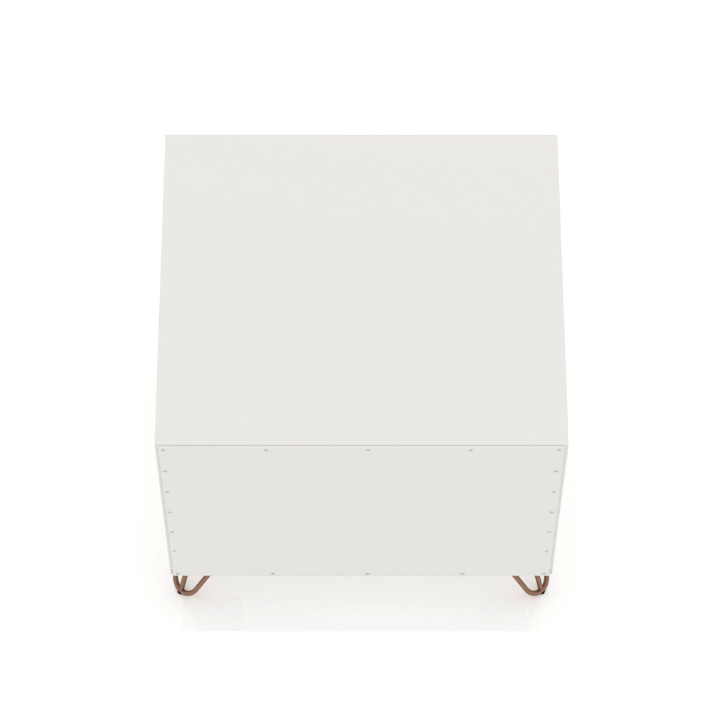White Nightstand with 1 Drawer and Metal Legs - Rockefeller