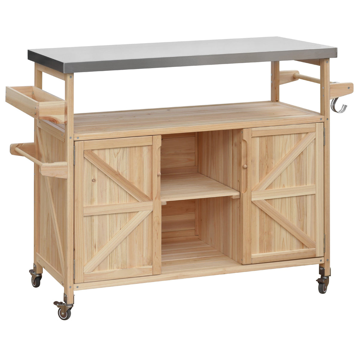 K&K Outdoor Kitchen Island, Rolling Bar Cart & Storage Cabinet