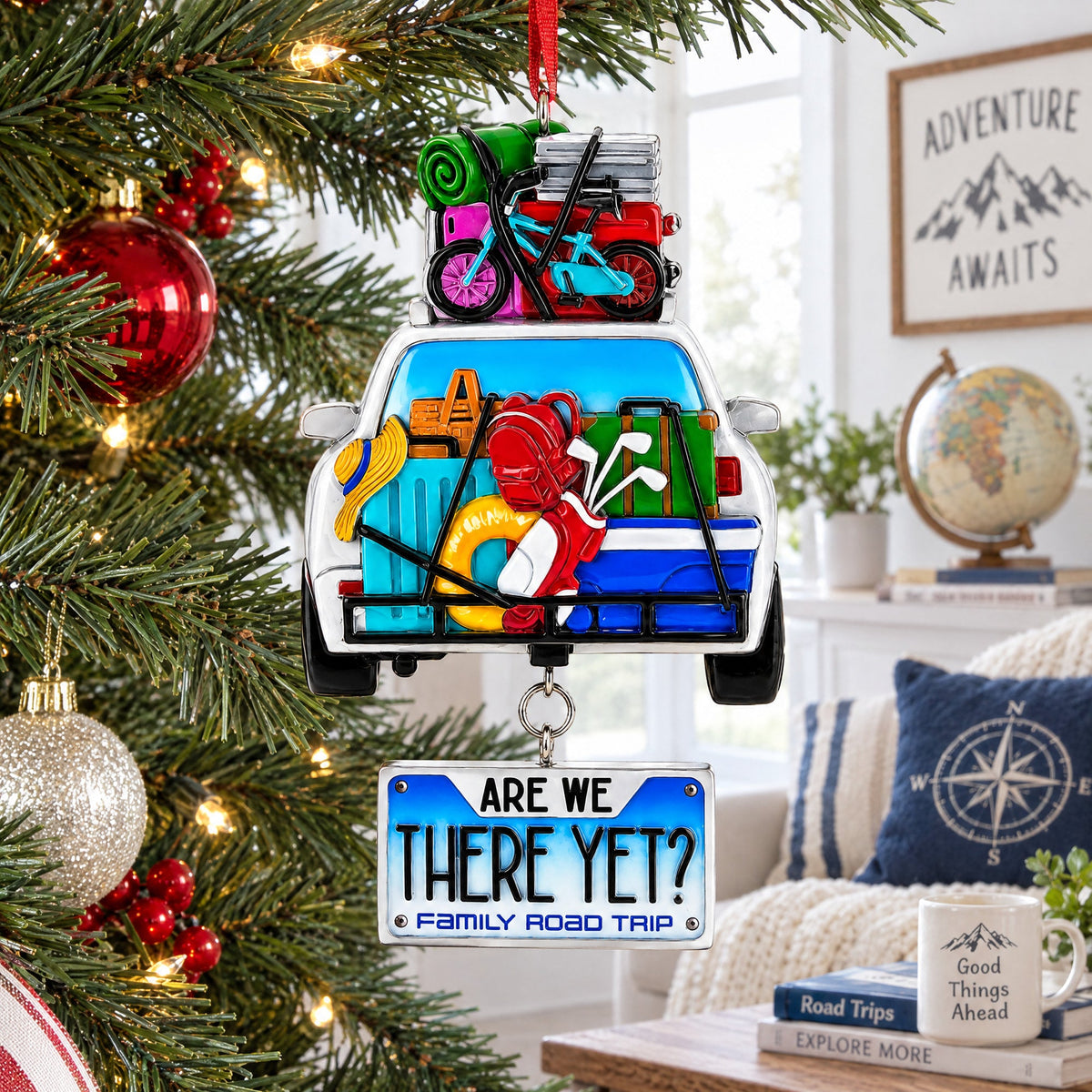 Are We There Yet Family Vacation Road Trip Resin Christmas Ornament