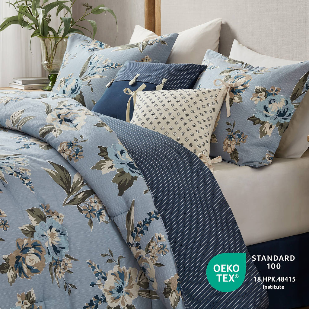 King Vintage Floral Comforter Set with Plush Filling – 7 Piece
