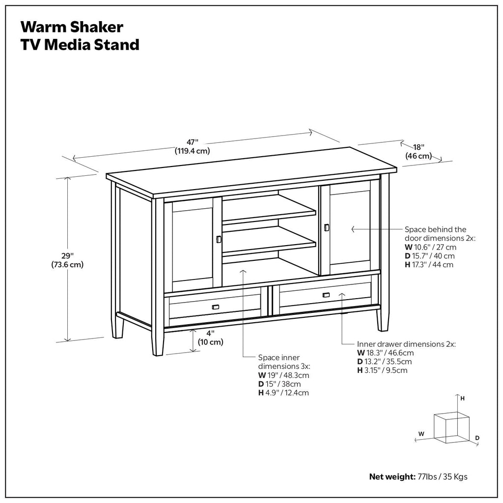 Transitional Style TV Media Stand with Storage - Light Brown, Dark Brown, White