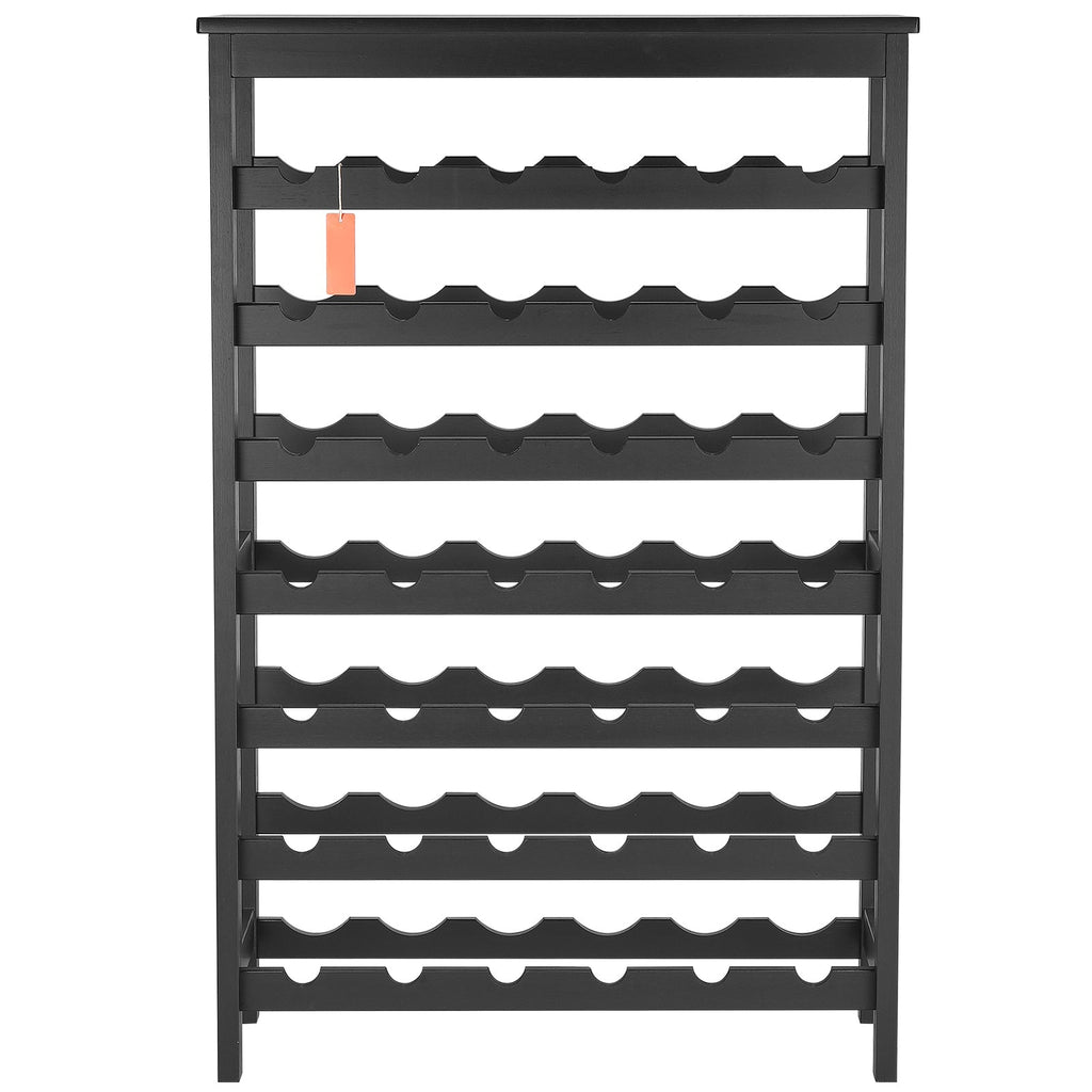 42 Bottle 7-Tier Modular Wine Rack Bamboo Wood Display Shelf with TableTop