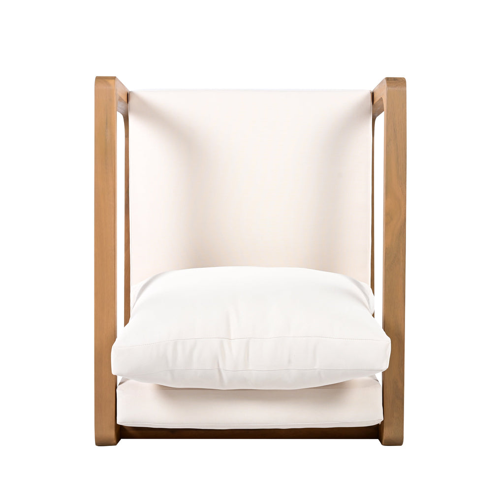 Acacia Wood Lounge Chair with Cushions & Cross-Stretcher Side Table Set