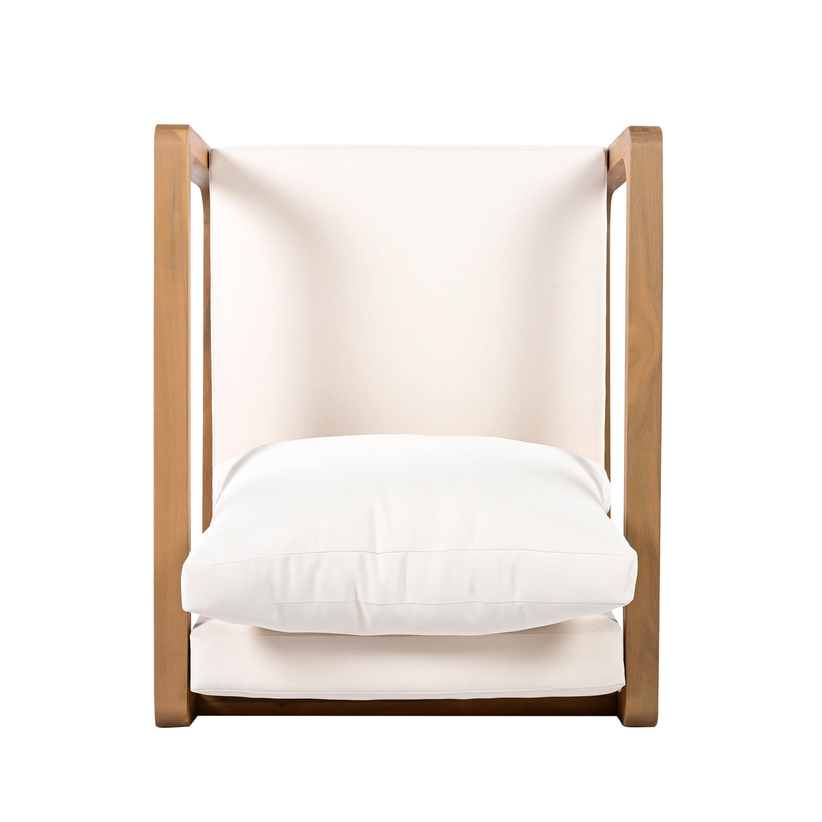 Acacia Wood Lounge Chair with Cushions & Cross-Stretcher Side Table Set