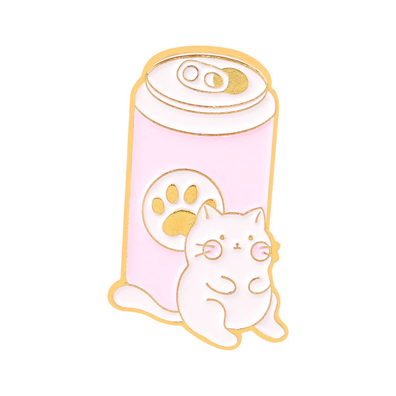 Golden M Badge Kitty Brooch