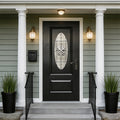 36"x80" Fiberglass Front Door with Durable Construction - Black