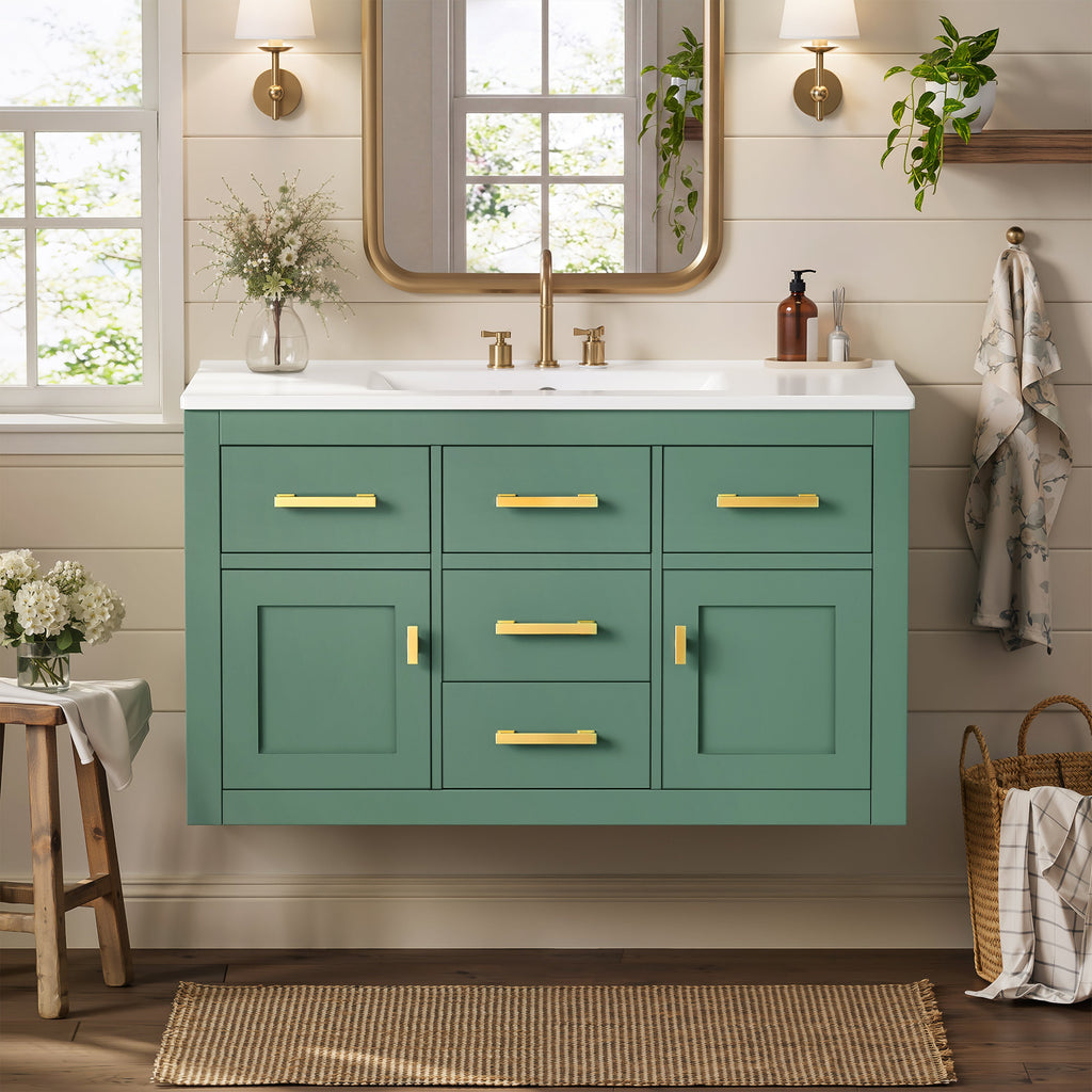 36'' Wall Mounted Bathroom Cabinet – French Style Bathroom Vanity