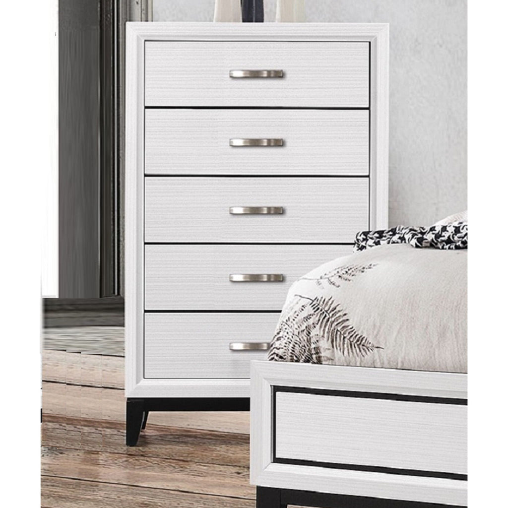 Contemporary 5 Drawer Tall Chest with Ample Storage - White or Dark Gray