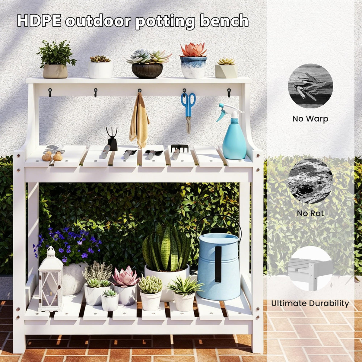 HDPE Potting Bench with Storage - Multiple Colors