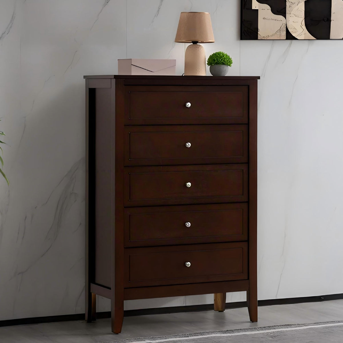 5 Drawer Storage Chest with Metal Hardware - Multiple Colors