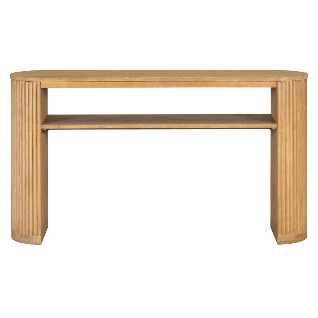 Console Table With Fluted Legs and Open Shelf - Available in Black, Light Brown, Dark Brown