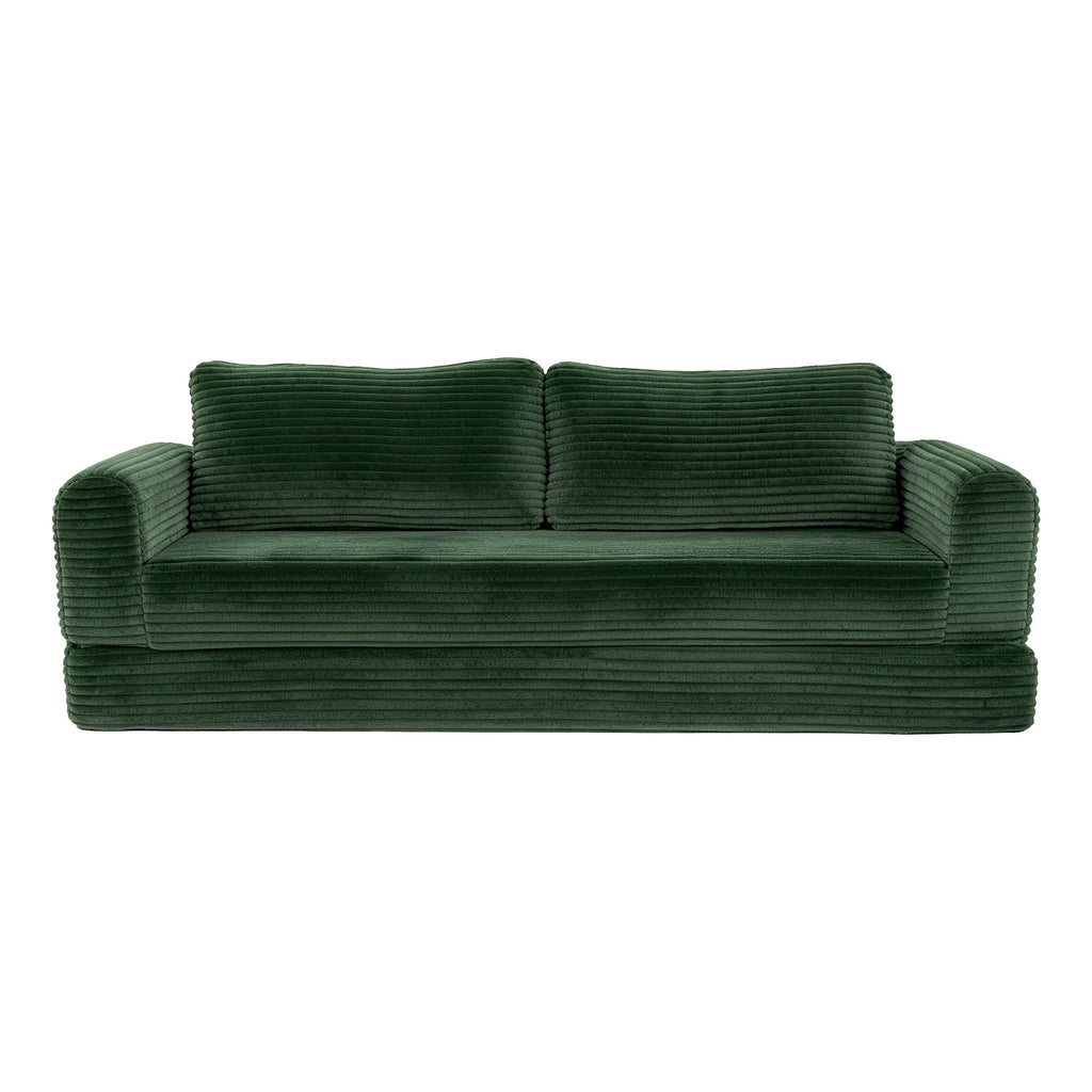 76 Inch Convertible Futon Sofa Bed with Corduroy Upholstery - Dark Green