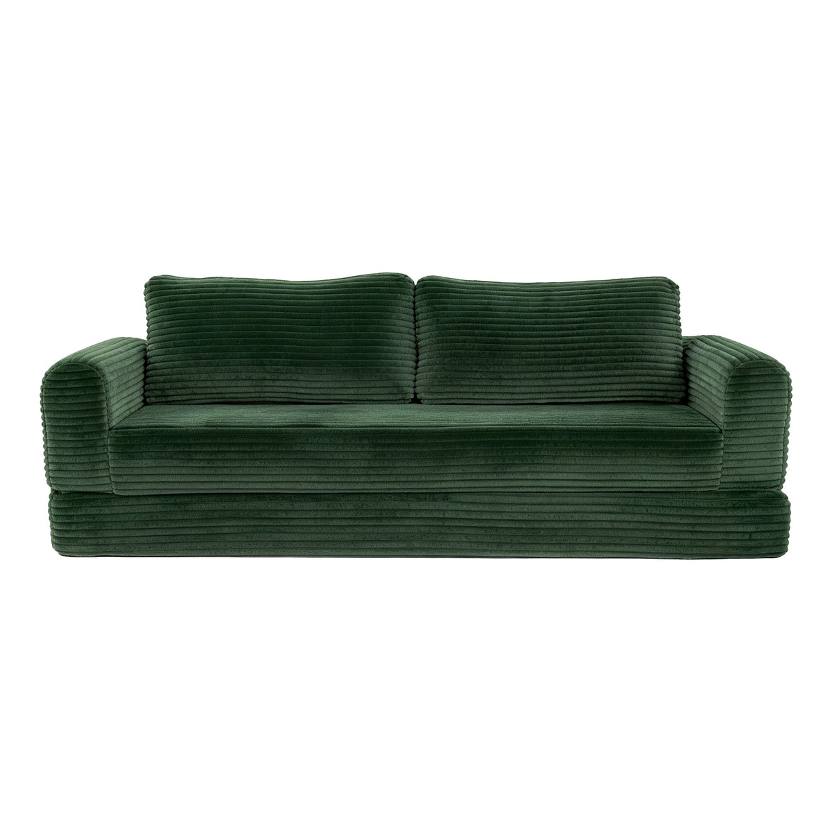 76 Inch Convertible Futon Sofa Bed with Corduroy Upholstery - Dark Green
