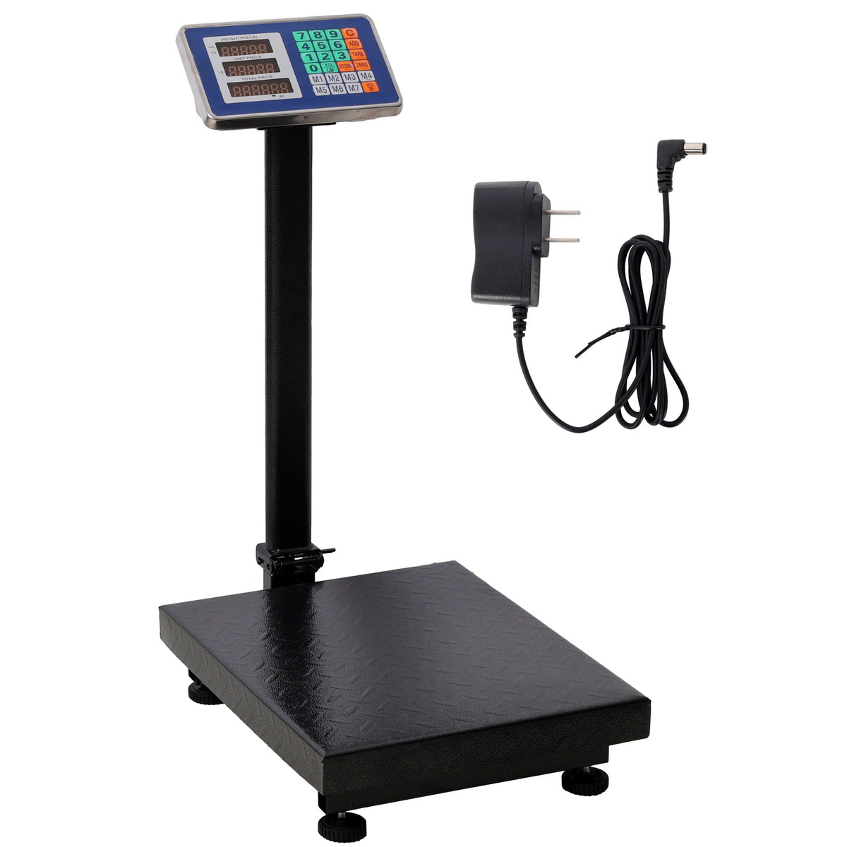 Digital Weight Computing Floor Platform Scale With Price Calculator - Black