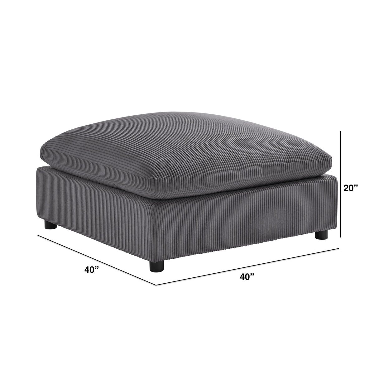 Chelsea Upholstered Ottoman with Removable Covers - Dark Gray or Beige