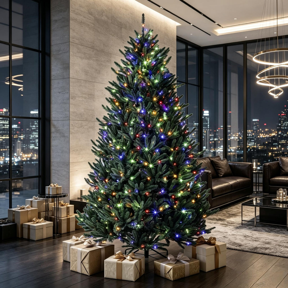 Prelit Colorado Christmas Tree with Built-In Lights - Green
