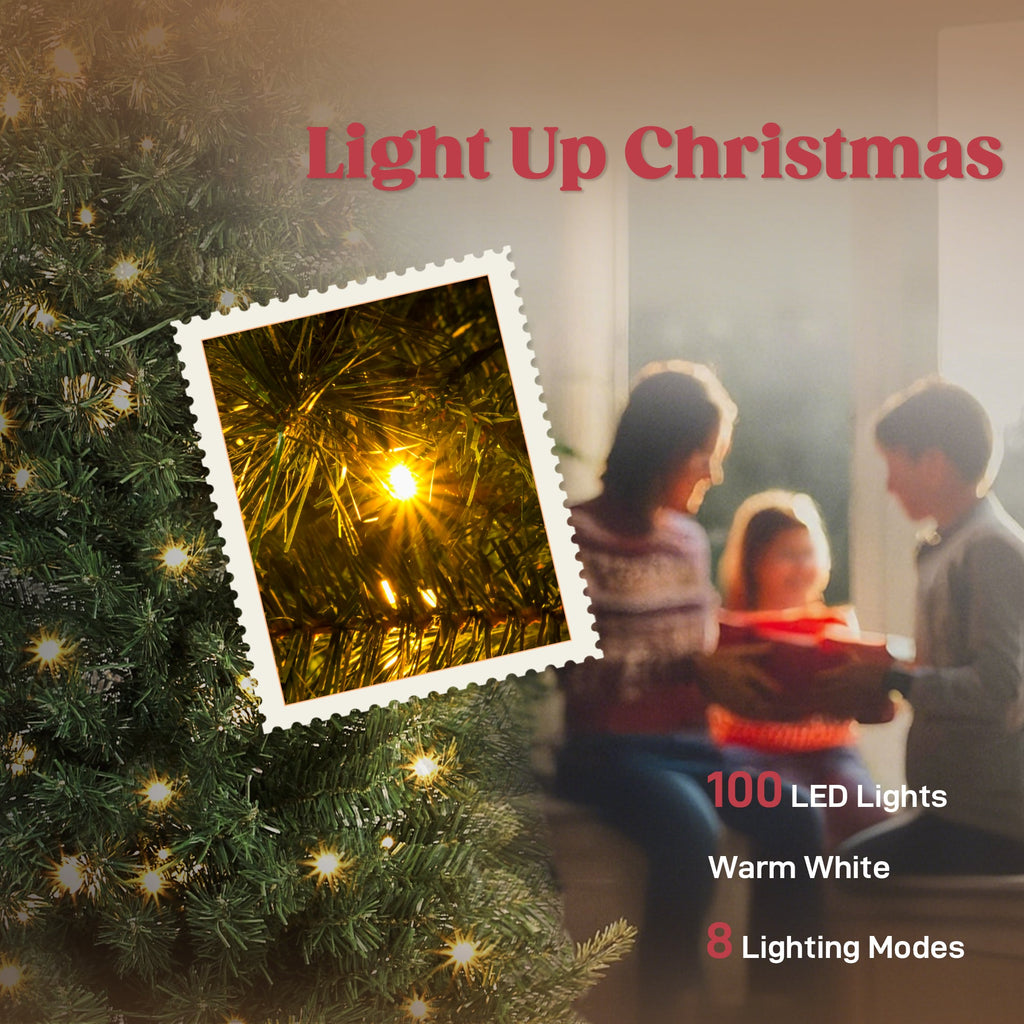 Prelit Whimsical Christmas Tree with 100 LED Lights - 5 ft, Slim PVC