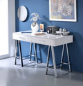 High Gloss Writing Desk with USB Ports - White or Black