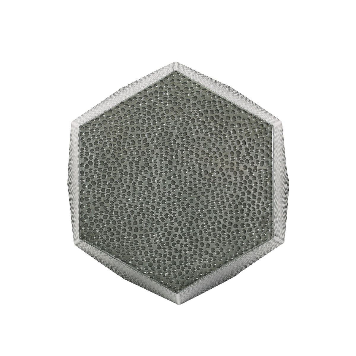 Modern Hammered Iron Geometric End Table