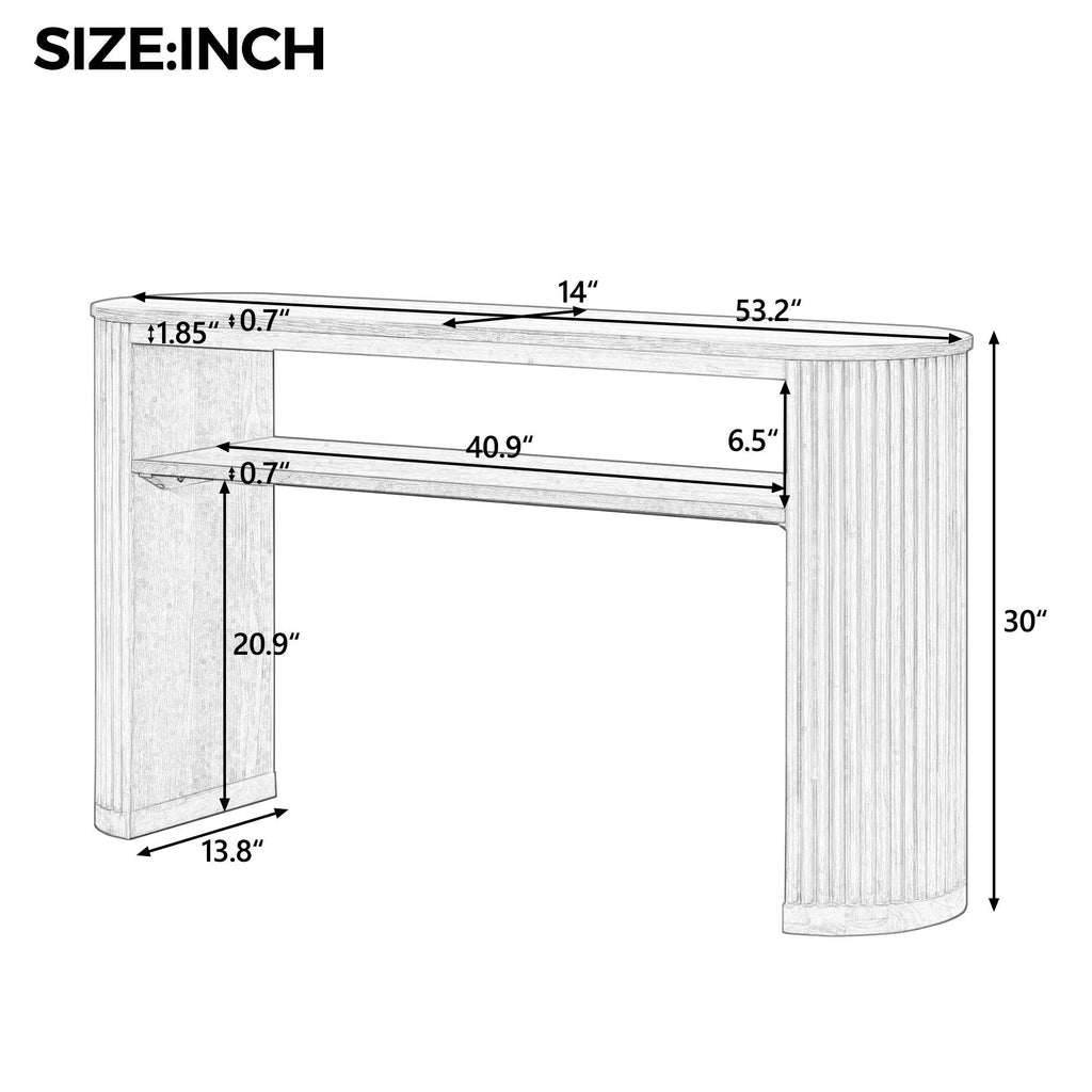 Console Table With Fluted Legs and Open Shelf - Available in Black, Light Brown, Dark Brown
