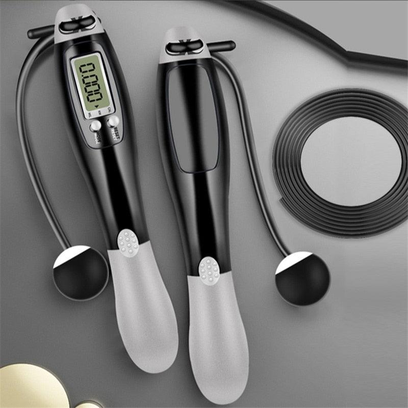 Electronic Cordless Skipping Rope Gym Fitness Skipping Smart Jump Rope With LCD Screen Counting Speed Women Jumprope For Fitness Workout Crossfit Adult Kids Adjustable Skipping Rope For Exercise
