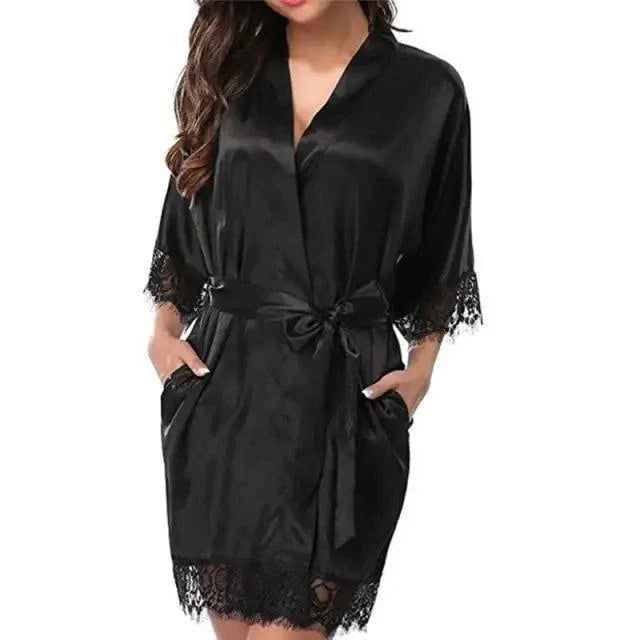 Elegant White Design Silk Short Women Bathrobe Classic Soft And Comfortable Women's Style Sleepwear Indoor Bathrobe