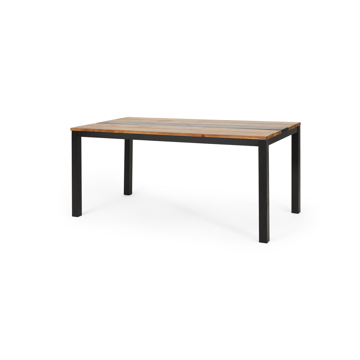 Acacia Wood Outdoor Dining Table with Powder-Coated Frame - Lindsey Dining Table