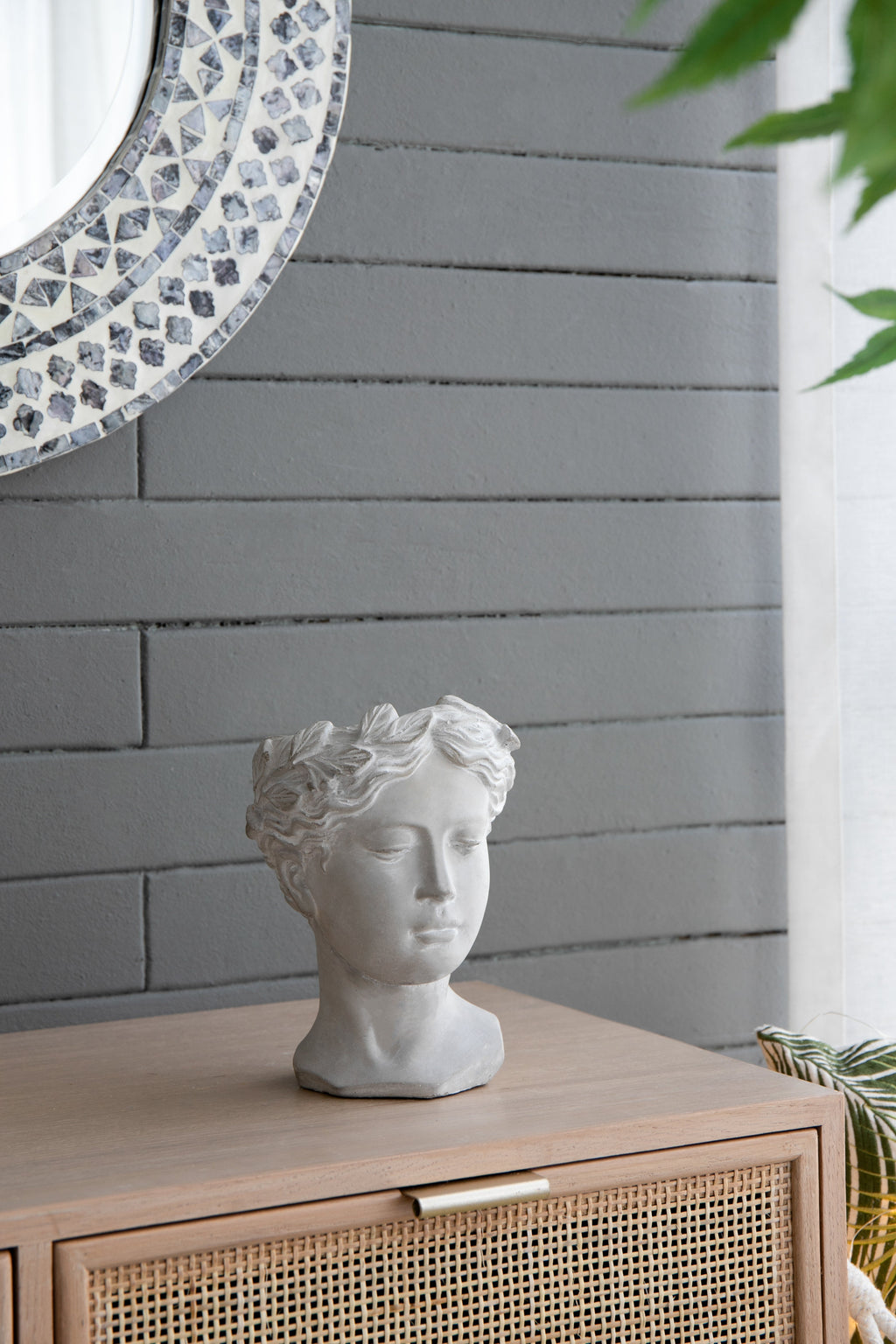 Greek Style Cement Head Planter with Classic Design - Cement