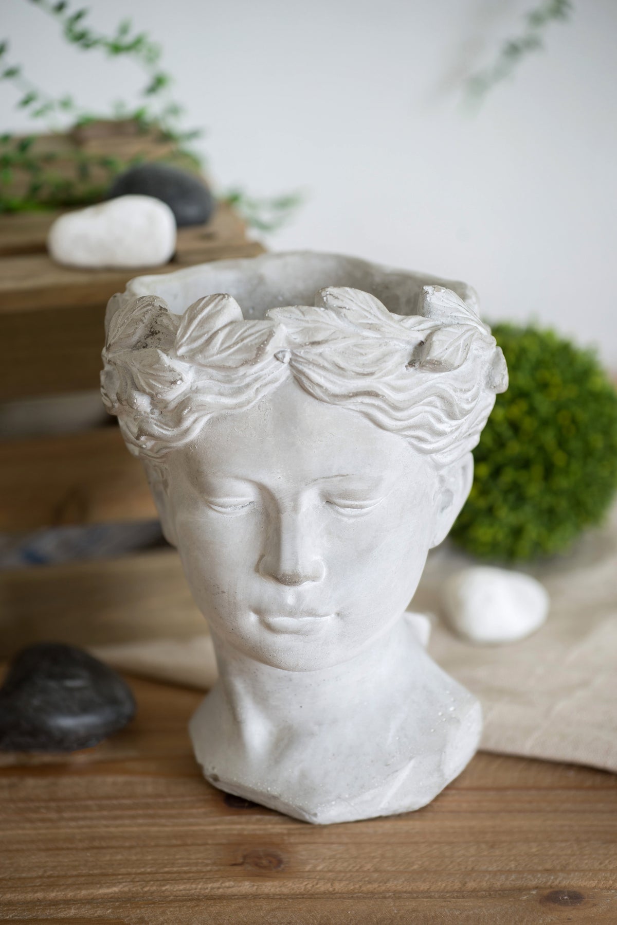 Greek Style Cement Head Planter with Classic Design - Cement