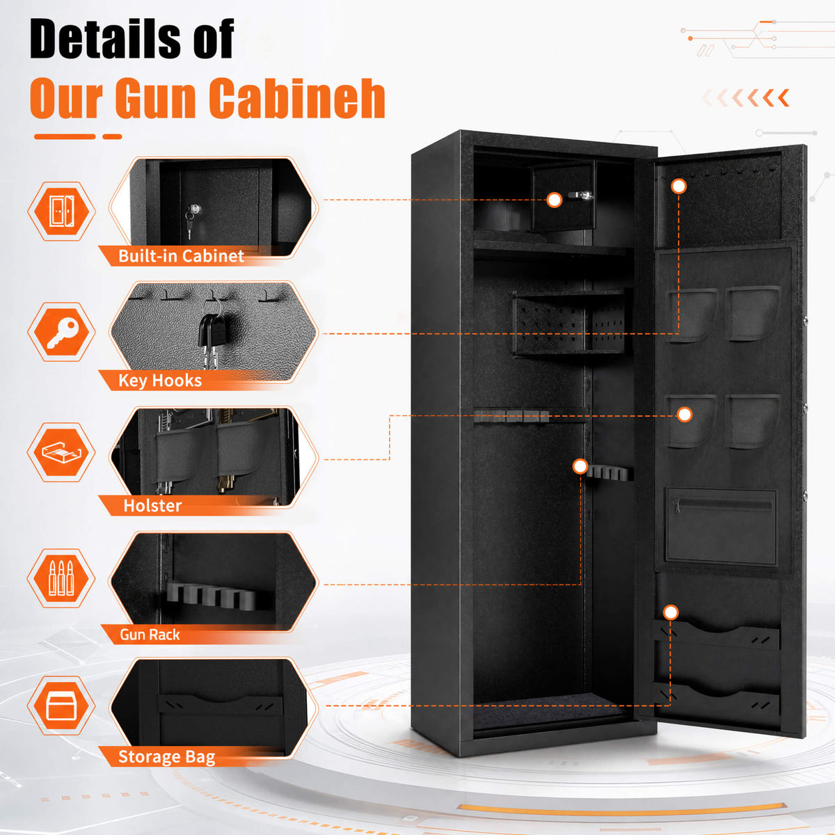 Extra-Large 12-Gun Fingerprint Lock Safe With Keypad, Alarm, Rifle And Pistol Storage (SAK94361)