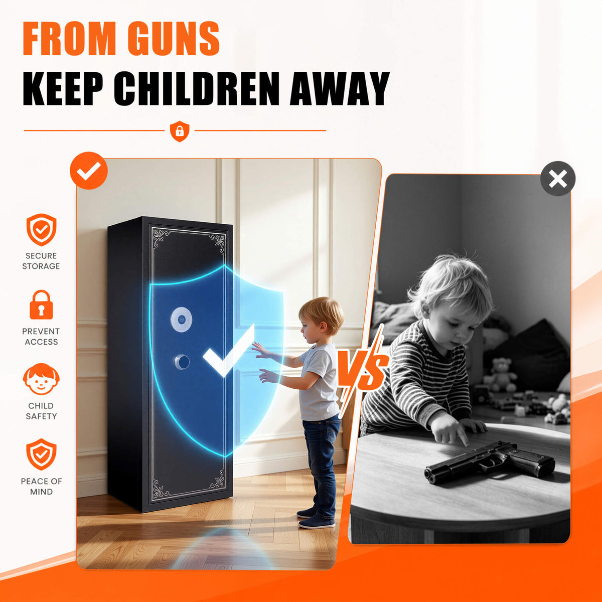 Extra-Large 12-Gun Fingerprint Lock Safe With Keypad, Alarm, Rifle And Pistol Storage (SAK94361)