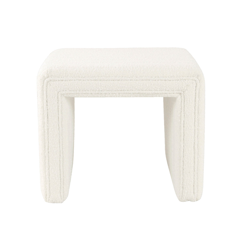 Ada Footstool Ottoman with Channel Tufting - Cream
