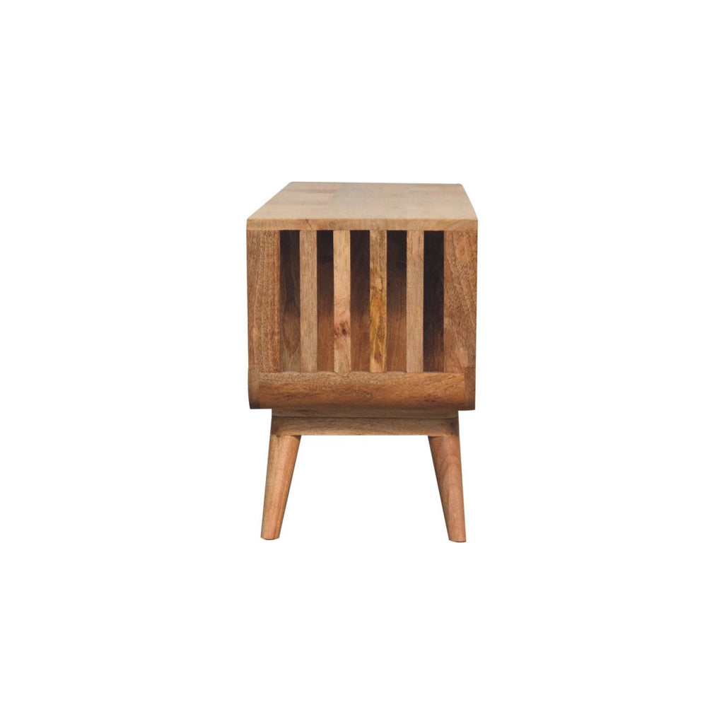 Solid Wood Nordic Media Unit with Ridged Design - Natural Oak
