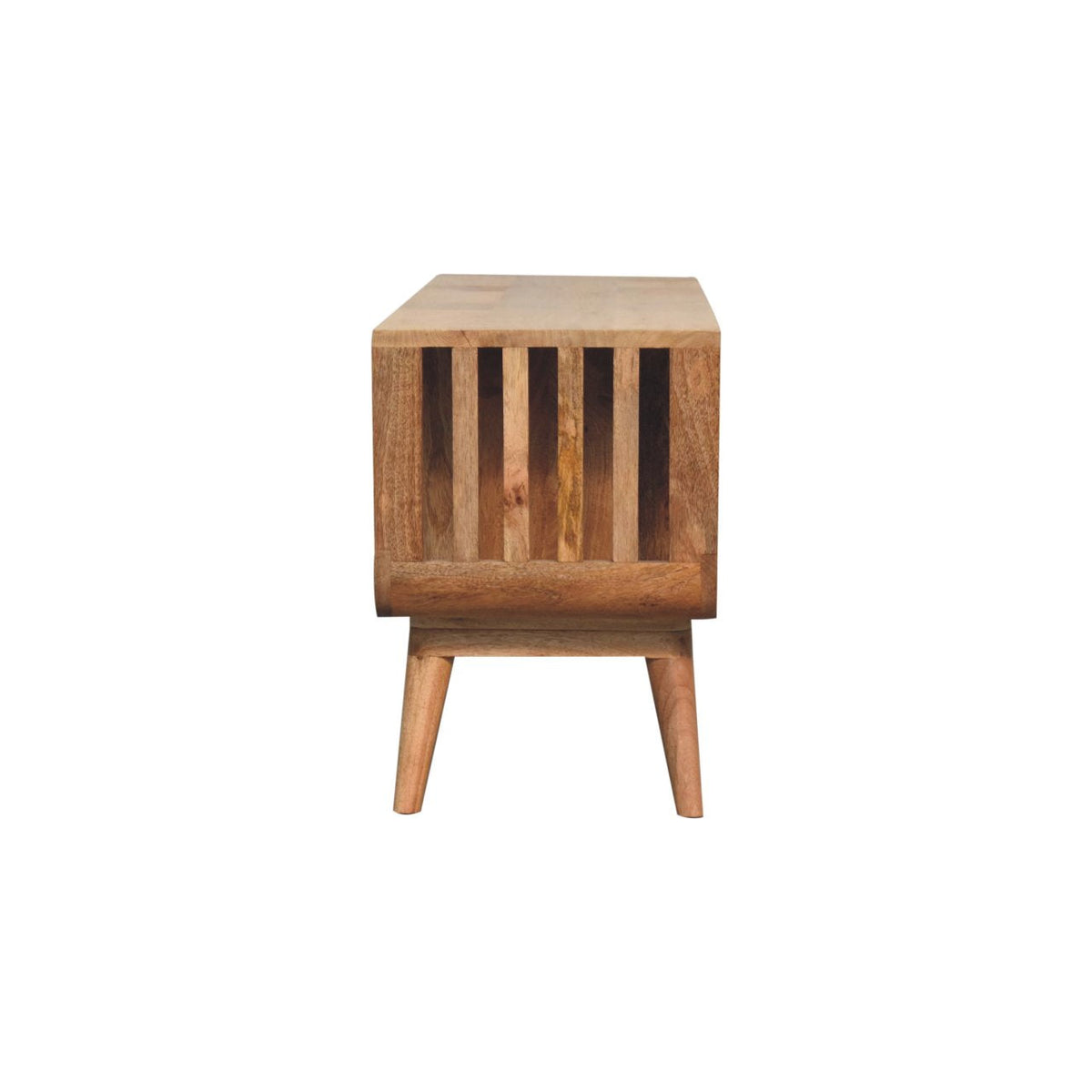 Solid Wood Nordic Media Unit with Ridged Design - Natural Oak